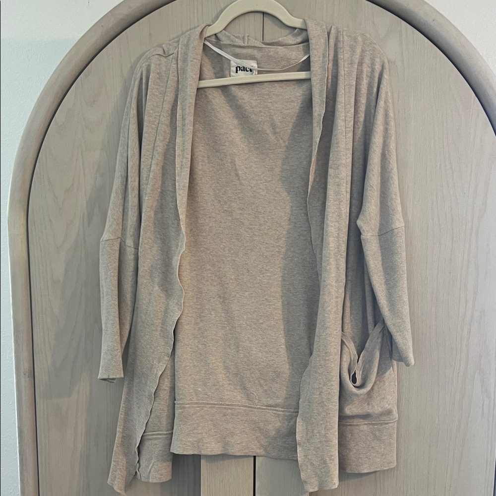Pact organic cotton airplane Light Beige Open-Front Cardigan s/m
